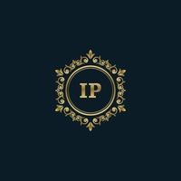 Letter IP logo with Luxury Gold template. Elegance logo vector template.