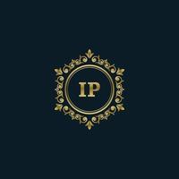 logotipo de letra ip con plantilla de oro de lujo. plantilla de vector de logotipo de elegancia.