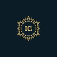 Letter IG logo with Luxury Gold template. Elegance logo vector template.