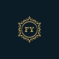 logotipo de letra fy con plantilla de oro de lujo. plantilla de vector de logotipo de elegancia.