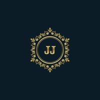 Letter JJ logo with Luxury Gold template. Elegance logo vector template.