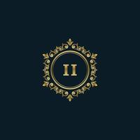 Letter II logo with Luxury Gold template. Elegance logo vector template.