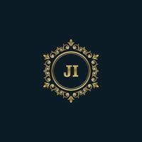 Letter JI logo with Luxury Gold template. Elegance logo vector template.