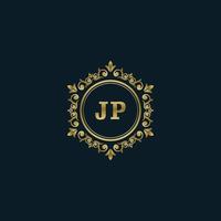 logotipo de letra jp con plantilla de oro de lujo. plantilla de vector de logotipo de elegancia.