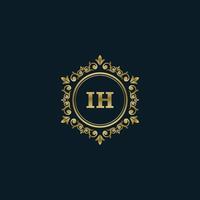 Letter IH logo with Luxury Gold template. Elegance logo vector template.