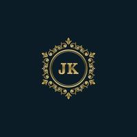 logotipo de la letra jk con plantilla de oro de lujo. plantilla de vector de logotipo de elegancia.