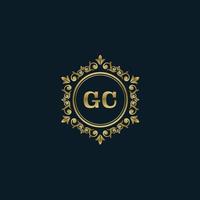 logotipo de letra gc con plantilla de oro de lujo. plantilla de vector de logotipo de elegancia.