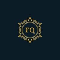 logotipo de letra fq con plantilla de oro de lujo. plantilla de vector de logotipo de elegancia.