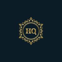 Letter HQ logo with Luxury Gold template. Elegance logo vector template.