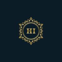 Letter HI logo with Luxury Gold template. Elegance logo vector template.