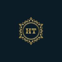 Letter HT logo with Luxury Gold template. Elegance logo vector template.