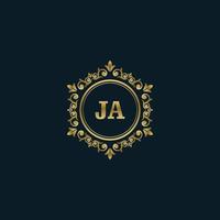 Letter JA logo with Luxury Gold template. Elegance logo vector template.