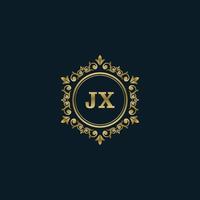 logotipo de la letra jx con plantilla de oro de lujo. plantilla de vector de logotipo de elegancia.