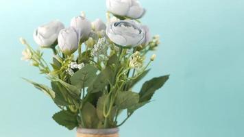 White flowers in a vase close up video