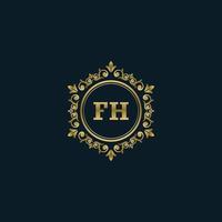 Letter FH logo with Luxury Gold template. Elegance logo vector template.
