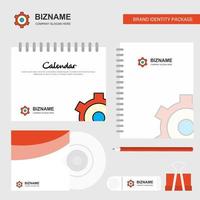 Setting gear Logo Calendar Template CD Cover Diary and USB Brand Stationary Package Design Vector Template