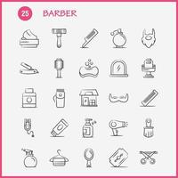 Barber Hand Drawn Icons Set For Infographics Mobile UXUI Kit And Print Design Include Barber Face Mirror Barber Beauty Chair Haircut Barber Icon Set Vector