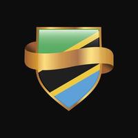 Tanzania flag Golden badge design vector