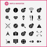 Maps And Navigation Solid Glyph Icon Pack For Designers And Developers Icons Of Food Fork Kitchen Knife Tools Arrow Bearing Direction Vector