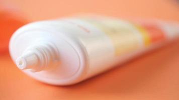 Close up of sunscreen or skincare tube video