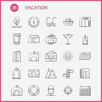 Vacation Hand Drawn Icons Set For Infographics Mobile UXUI Kit And Print Design Include Picnic Summer Vacation Building Vacation City Flag Board Icon Set Vector