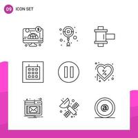 Outline Icon set Pack of 9 Line Icons isolated on White Background for responsive Website Design Print and Mobile Applications Creative Black Icon vector background