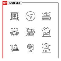 9 General Icons for website design print and mobile apps 9 Outline Symbols Signs Isolated on White Background 9 Icon Pack Creative Black Icon vector background