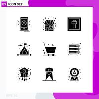 Mobile Interface Solid Glyph Set of 9 Pictograms of delete hobby valentine hobbies sign Editable Vector Design Elements