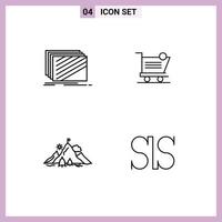 Modern Set of 4 Filledline Flat Colors Pictograph of design store texture shopping flag Editable Vector Design Elements