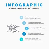 Pie Chart Report Percentage Line icon with 5 steps presentation infographics Background vector