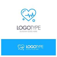 Heart Beat Science Blue outLine Logo with place for tagline vector