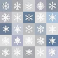 Vector set of different snowflakes. Christmas abstract background. Seamless winter pattern.