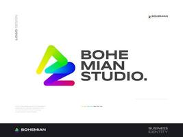 Diseño colorido del logotipo de la letra b con un concepto creativo y moderno. adecuado para el logotipo de negocios y tecnología vector
