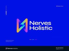 Initial NH or HN Logo Design with Futuristic and Colorful Gradient Style. Suitable for Business and Technology Logo vector