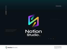 Abstract and Creative Initial Letter N and S Logo Design. NS or SN Letter Logo in Colorful Gradient Style. Suitable for Business and Technology Logo vector