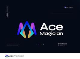 Abstract and Futuristic Initial Letter A and M Logo Design. AM or MA Initial Logo in Colorful Blend Style vector