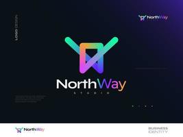 Abstract and Creative Letter Initial N and W Logo Logo Design. NW or WN Logo with Connected Lines and Colorful Concept. Suitable for Business and Technology Logo vector