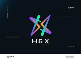 Modern and Creative Initial Letter H and X Logo Design. HX or XH Letter Logo with Colorful Gradient Style. Suitable for Business and Technology Logo vector