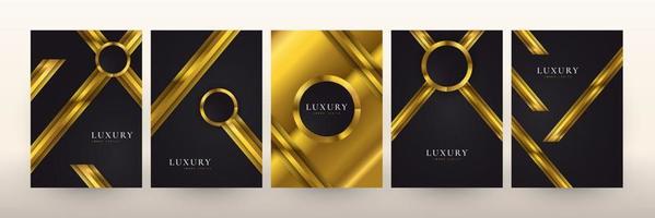 conjunto de diseño de portada premium negro y dorado. adecuado para banner, premio, certificado, boda, folleto, volante, invitación, tarjeta y plantilla de menú vector