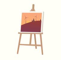 drawing set. easel, paints and brushes vector