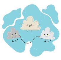 white clouds jump rope vector