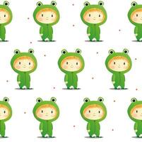 wallpaper cute red girl in frog costume vector