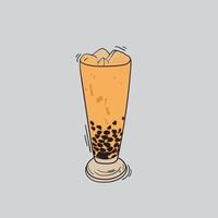 Bubble tea with brown sugar and ice cube design for beverage advertising template design vector