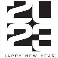 Diseño de texto de logotipo de feliz año nuevo 2023. Plantilla de diseño de número 2023. colección de 2023 símbolos de feliz año nuevo. ilustración vectorial con etiquetas negras aisladas sobre fondo blanco. vector