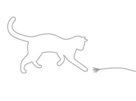 Outline kitten playing with a toy vector