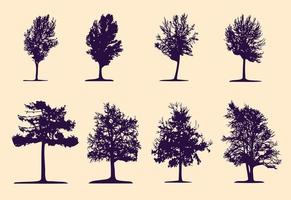 A set of tree silhouettes 8 pieces. Trees for you art vector