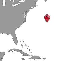 Pin map with Bermuda flag on world map. Vector illustration.
