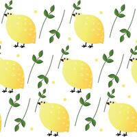 bird in the form of a lemon with a green branch vector