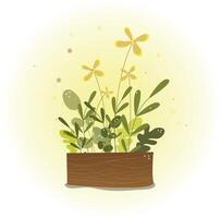 box with plants on a light background vector