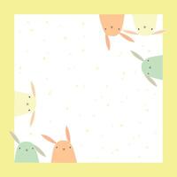 yellow frame with cute rabbits vector